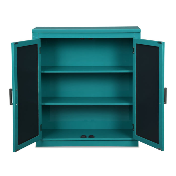 Armoire décorative Darci de 31,5 po avec portes en miroir - bleue