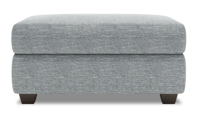 Pouf de rangement personnalisable The Trunk de Sofa Lab de 39 po fabriqué au Canada en tissu d’apparence lin - gris Luna Pewter