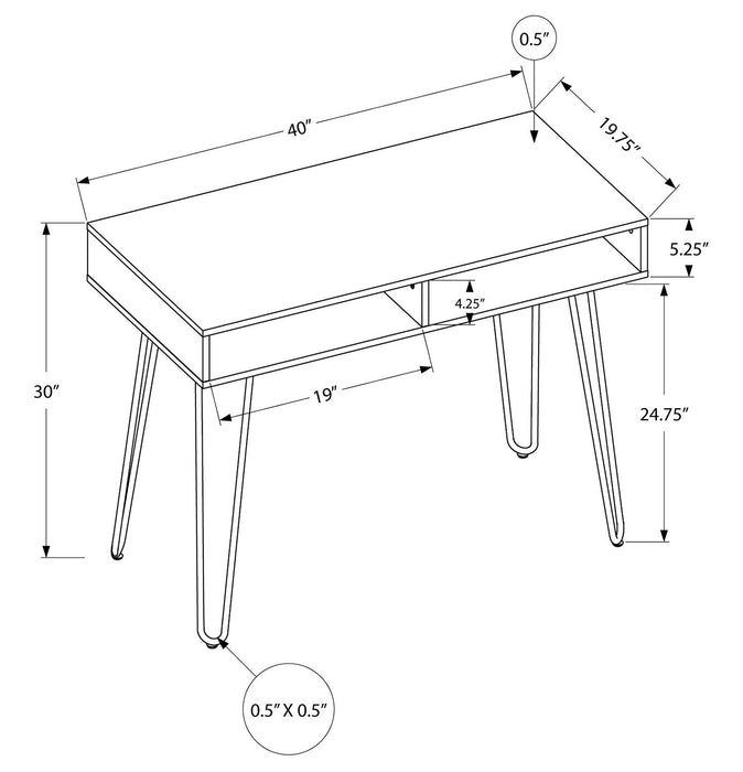 Bureau Ezra de 40 po avec compartiments ouverts - taupe