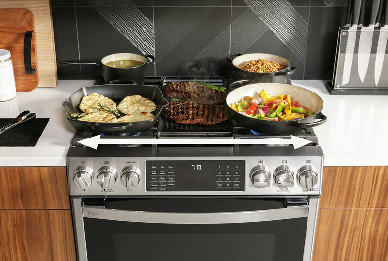 Cuisinière intelligente hybride Profile de 5,6 pi³ avec convection européenne véritable - acier inoxydable résistant aux traces de doigts - PC2S930YPFS