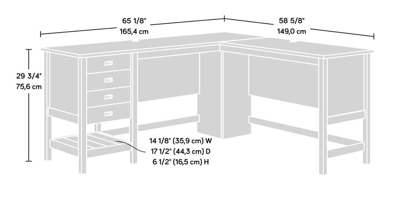 Bureau en forme de L Joana de 65,12 po - blanc doux 