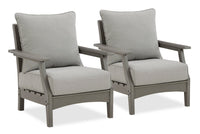  Ensemble de 2 fauteuils Cape pour la terrasse à l’extérieur - plastique à haute densité et tissu Nuvella - gris