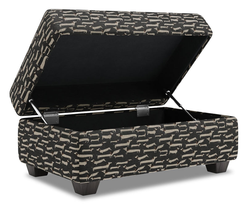 Pouf de rangement personnalisable The Trunk de Sofa Lab de 39 po fabriqué au Canada en tissu - Peppercorn multicolore