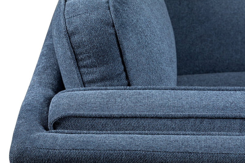 Fauteuil Kassia de Kort & Co. de 40,9 po en tissu d’apparence lin avec base et pattes en bois - bleu