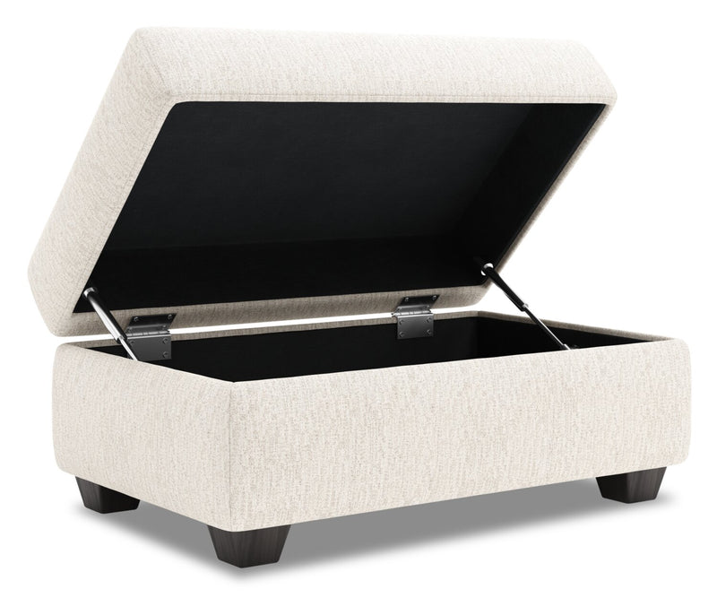 Pouf de rangement personnalisable The Trunk de Sofa Lab de 39 po fabriqué au Canada en tissu de chenille - beige Luxury Sand