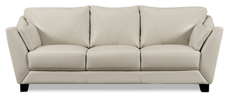 Sofa Lusso de Château d’Ax de 92 po en cuir véritable à 100 % avec pattes en bois - gris fumée