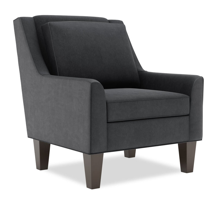 Fauteuil d’appoint club Sofa Lab personnalisable de 29 po fabriqué au Canada en tissu d’apparence lin avec pattes en bois - gris Pax Pepper