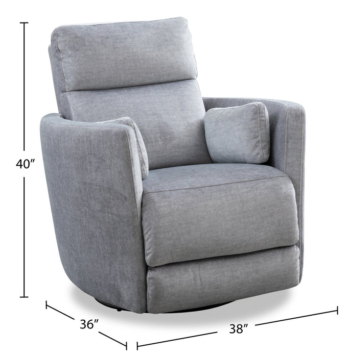 Fauteuil pivotant, coulissant et inclinable Ember de 36 po en tissu - coton argenté