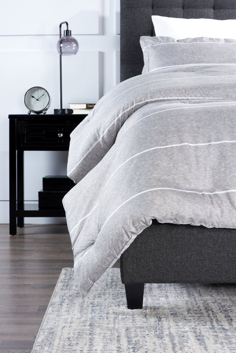 Ensemble d'édredon Stripes 3 pièces pour très grand lit - gris