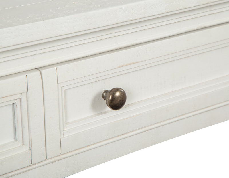 Table de salon traditionnelle Heron Cove de 50 po avec rangement et tablette - pin blanc