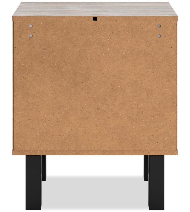 Table de nuit Zen de 21,3 po (L) x 25 po (H) à 2 tiroirs avec ports de recharge intégrés - gris