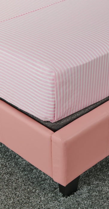 Ensemble de draps Hallie de 4 pièces rayés en coton pour lit double - rose