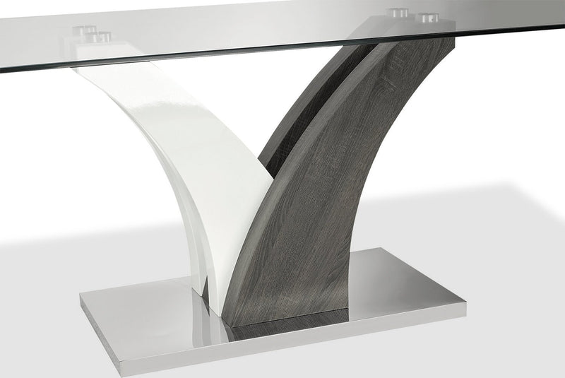 Ensemble de salle à manger Tuxedo 5 pièces avec table de 72 po (L), dessus en verre, base piédestal et 4 chaises - noir