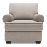 Fauteuil Roll de Sofa Lab de 42 po fabriqué au Canada en tissu d’apparence lin avec accoudoirs enroulés - gris Pax Slate
