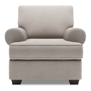 Fauteuil Roll de Sofa Lab personnalisable de 42 po fabriqué au Canada en tissu d’apparence lin avec accoudoirs enroulés - gris Pax Slate