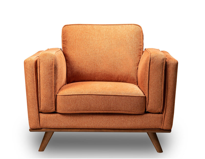 Fauteuil Kassia de Kort & Co. de 40,9 po en tissu d’apparence lin avec base et pattes en bois - orange