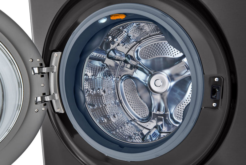 Tour de lavage WashTowerMC à la vapeur haute efficacité LG à chargement frontal avec laveuse de 5,2 pi³ et sécheuse de 7,4 pi³ - acier noir - WKGX201HBA