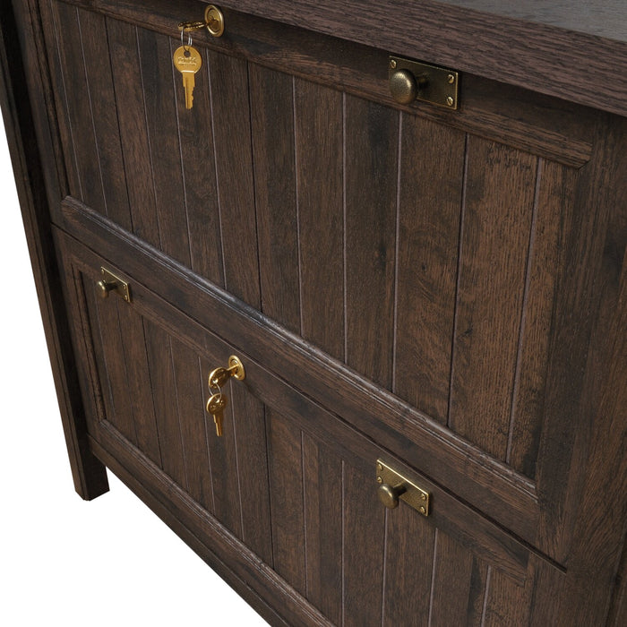 Classeur latéral Retta de 33,39 po à 2 tiroirs - chêne café 