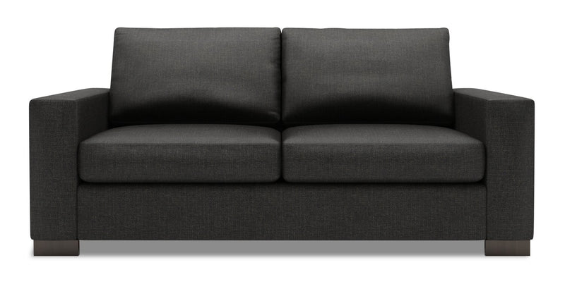 Sofa personnalisable Track de Sofa Lab de 75 po de format condo fabriqué au Canada en tissu d’apparence lin avec accoudoirs rectilignes - gris Luna Kohl