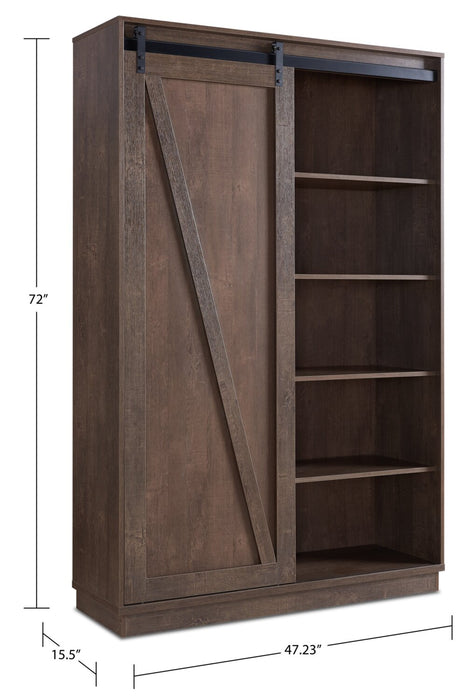 Armoire décorative de rangement Warren de 47,25 po avec porte coulissante de style grange - chêne noyer