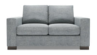  Causeuse Track de Sofa Lab de 62 po fabriquée au Canada en tissu d’apparence lin avec accoudoirs rectilignes - gris Luna Pewter 