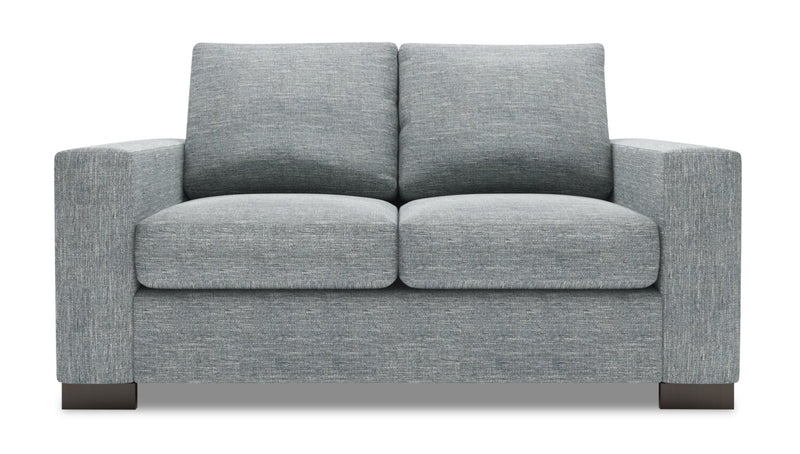 Causeuse personnalisable Track de Sofa Lab de 62 po fabriquée au Canada en tissu d’apparence lin avec accoudoirs rectilignes - gris Luna Pewter