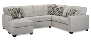 Sofa sectionnel de gauche Verona 2 pièces fabriqué au Canada en tissu d’apparence lin avec coussins amovibles - beige