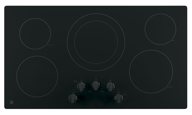 Surface de cuisson électrique GE de 36 po à 5 éléments - noire - JP3036DLBB