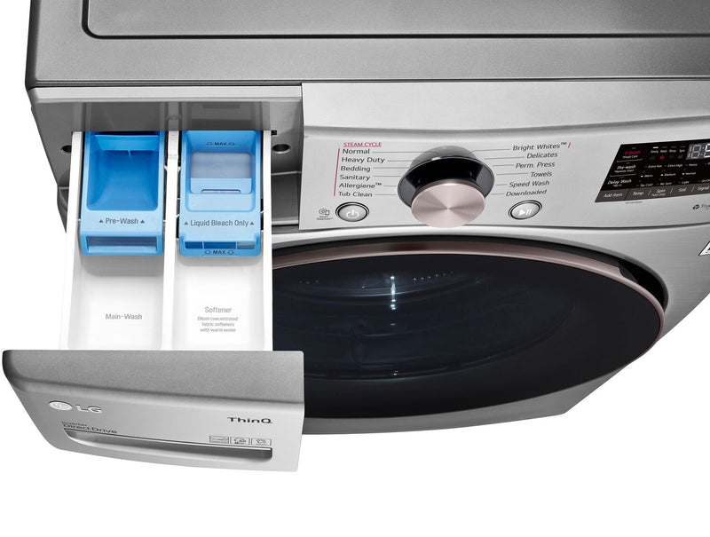 Laveuse à la vapeur intelligente haute efficacité LG à chargement frontal de 5,2 pi³ - acier graphite - superposable - WM3850HVA