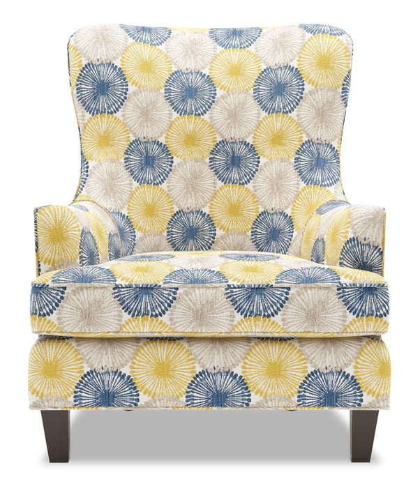 Fauteuil d’appoint à oreilles Sofa Lab personnalisable de 32 po fabriqué au Canada en tissu - Sunshine multicolore