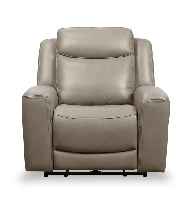 Fauteuil à inclinaison électrique Prescott de Scott Living de 42,5 po en cuir véritable avec appuie-tête électrique - gris