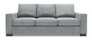 Sofa personnalisable Track de Sofa Lab de 85 po fabriqué au Canada en tissu d’apparence lin avec accoudoirs rectilignes - gris Luna Pewter