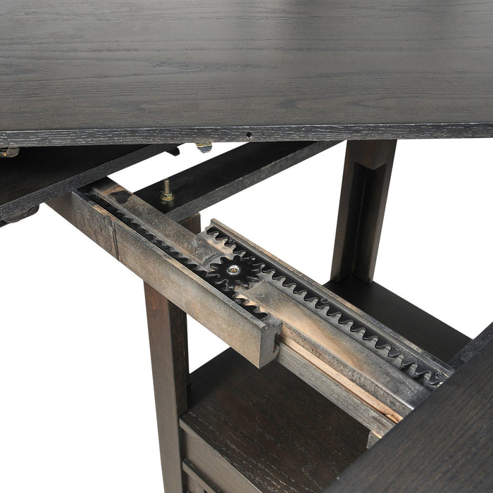 Ensemble de salle à manger Dena 5 pièces avec table ronde, rallonge de 42 po à 60 po (L) et chaises - gris