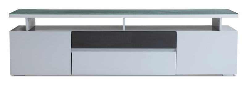 Meuble pour téléviseur moderne Adam de 78 po avec rangement et système de gestion des câbles pour téléviseurs jusqu’à 85 po - gris