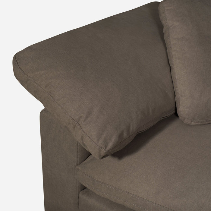 Sofa sectionnel modulaire Eclipse 4 pièces en tissu d’apparence lin avec pouf et coussins réversibles en duvet et plumes - gris ardoise