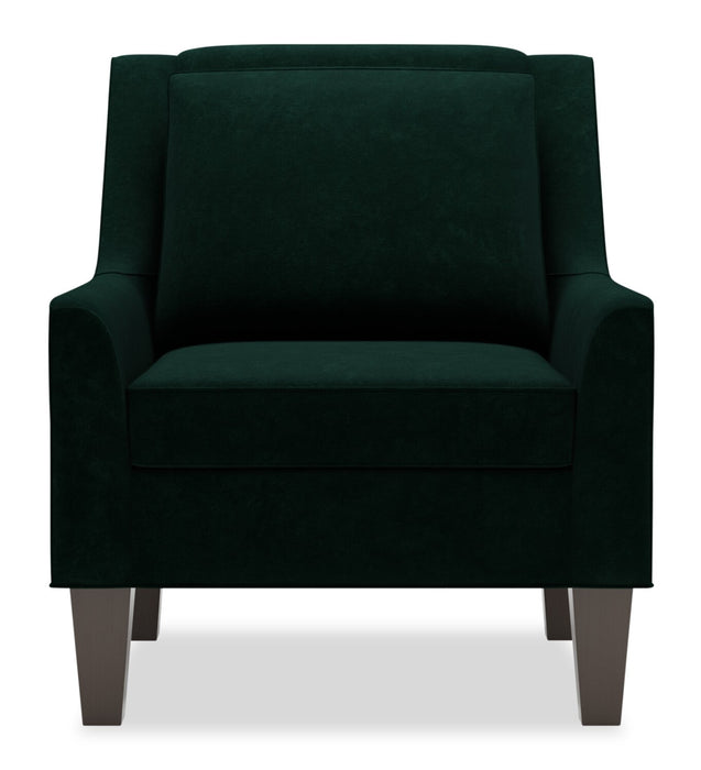 Fauteuil d’appoint club Sofa Lab personnalisable de 29 po fabriqué au Canada en tissu de velours avec pattes en bois - vert Hunter Green
