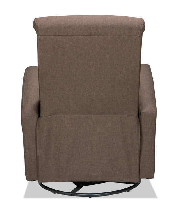 Fauteuil berçant, pivotant et inclinable Nyla de 30 po en tissu d’apparence lin - brun