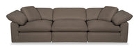 Sofa modulaire Eclipse de 124 po en tissu d’apparence lin avec coussins réversibles en duvet et plumes - brun ardoise