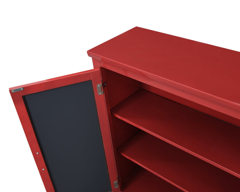 Armoire décorative Darci de 31,5 po avec portes en miroir - rouge