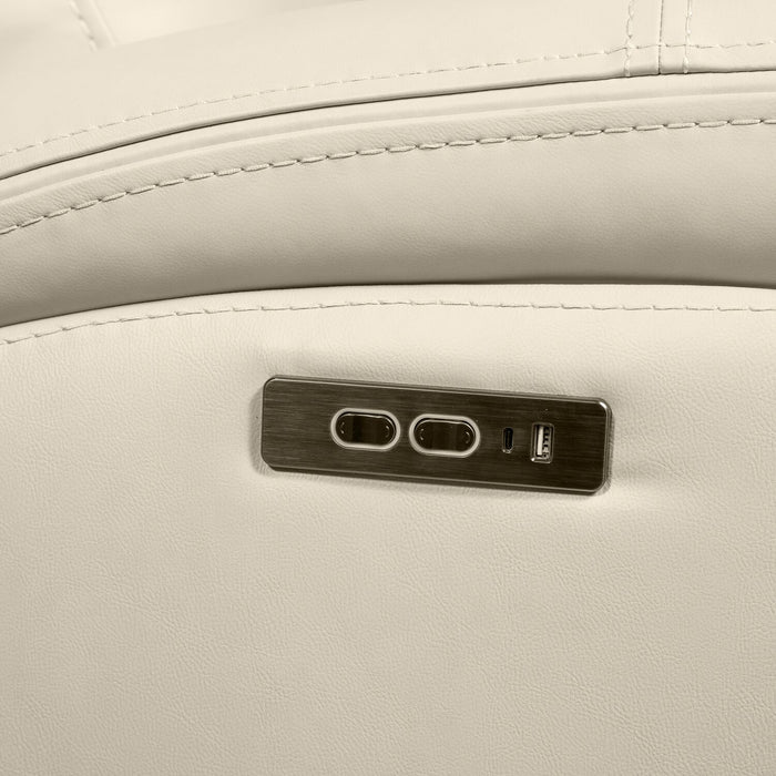 Sofa à inclinaison électrique Prescott de Scott Living de 88,5 po en cuir véritable avec appuie-têtes électriques - gris platine