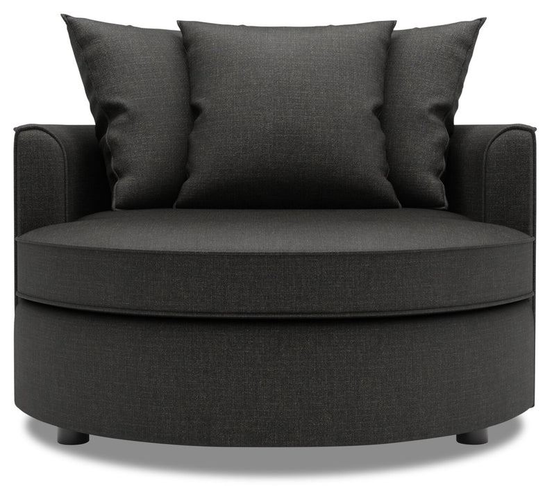 Fauteuil d’appoint enveloppant Sofa Lab personnalisable de 48 po fabriqué au Canada en tissu d’apparence lin - gris Luna Kohl