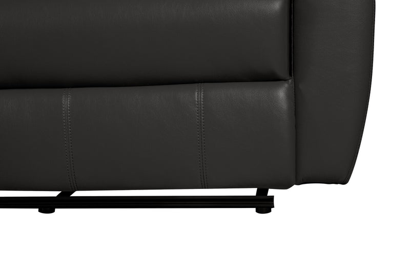 Sofa à inclinaison électrique Chandler de 82 po en tissu d’apparence cuir avec ports USB - gris