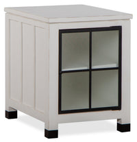 Table de fauteuil moderne Harper de 20 po avec porte en verre et rangement - pin blanc