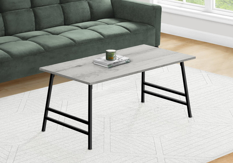 Table à café moderne Atlas de 40 po - dessus brun avec pattes en métal noir