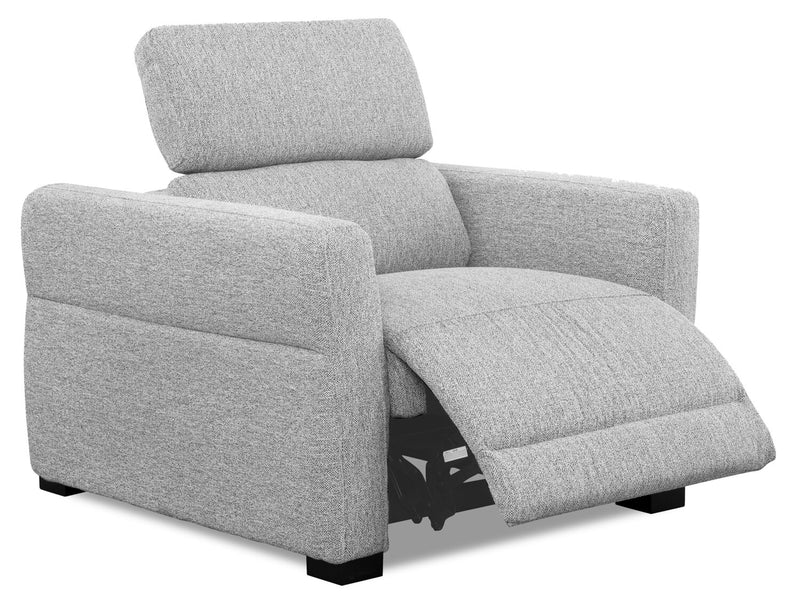 Fauteuil à inclinaison électrique Cindy Crawford Home de 40,5 po en tissu avec appuie-tête électrique - gris