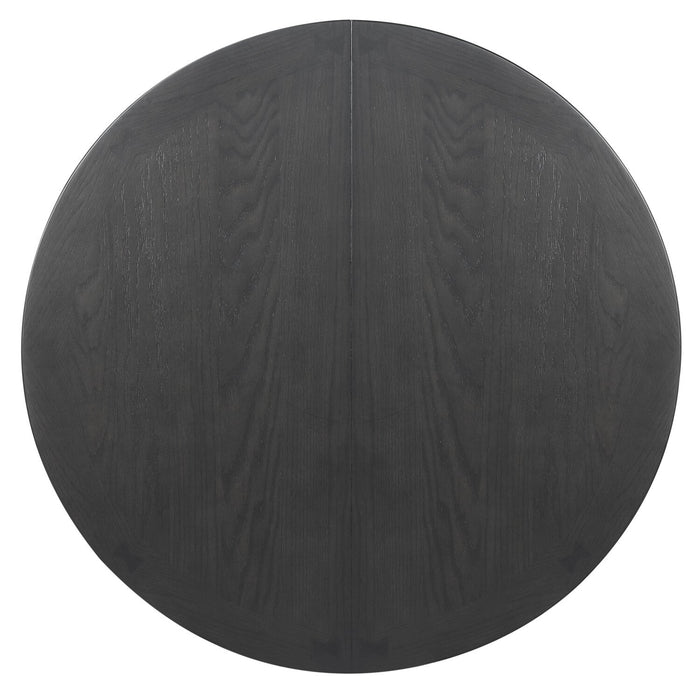 Ensemble de salle à manger Dena 5 pièces avec table ronde, rallonge de 42 po à 60 po (L) et chaises - gris