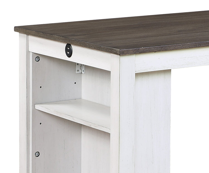 Ensemble de salle à manger Lane 3 pièces de hauteur comptoir avec table de 36,5 po (L), tablettes et port USB intégrées, et 2 chaises - blanc