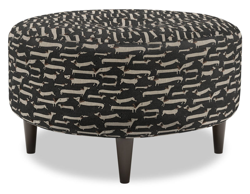 Pouf personnalisable The Curve de Sofa Lab de 31 po fabriqué au Canada en tissu - Peppercorn multicolore