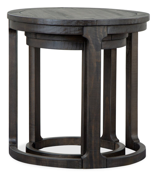Tables de bout gigognes rondes traditionnelles Axl de 24 po - bois gris-brun foncé