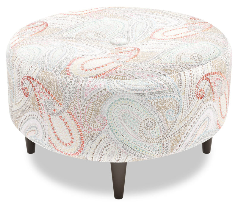 Pouf personnalisable The Curve de Sofa Lab de 31 po fabriqué au Canada en tissu - Eden multicolore